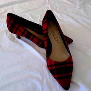 Red and Black Plaid Pumps